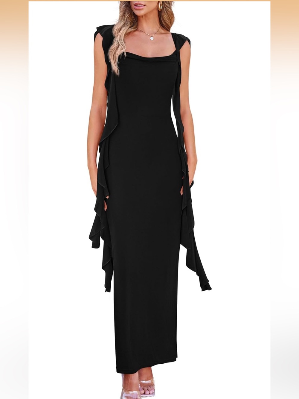 Summer Wedding Guest Dress Sleeveless Ruffle Formal Maxi. 2108/DC2-2